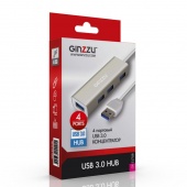 Концентратор Ginzzu GR-517UB 4-х портовый USB 3.0 индикатор питания, встроенный интерфейсный кабель 