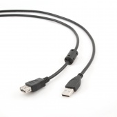 Кабель Cablexpert USB 2.0 Pro, AM/BM, 4,5м, экран, 2 феррит.кольца, прозрачный (CCF-USB2-AM